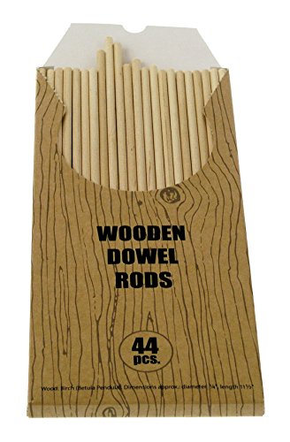 Book Cover ZEZAZU 1/4 x 11 1/2 Inch Wooden Dowel Rods Unfinished Hardwood Sticks - Birch (Box of 44) - MADE IN EUROPE - For Crafts and DIYâ€™ers Woodworking