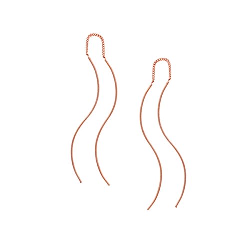 Silver RoseGold lightweight Double Linear Curved Tassel Threader Drop Dangle Earrings for women girls Jewelry Gift