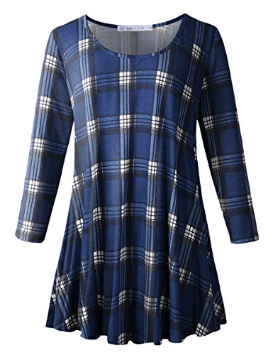 JollieLovin Womens 3/4 Sleeve Loose Fit Swing Tunic Tops Basic T Shirt