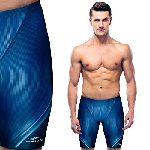 SWIM ELITE Men's Jammers - Quick-Dry Swimsuit - Chlorine Resistant Swimming Suit Men Boys - Swim Pants - Light, Utra-Thin & Breathable Waterproof Carrying Case Included