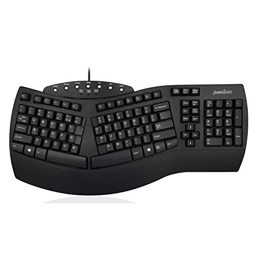Perixx Periboard-512 Ergonomic Split Keyboard - Natural Ergonomic Design - Black - Bulky Size 19.09"x9.29"x1.73", US English Layout