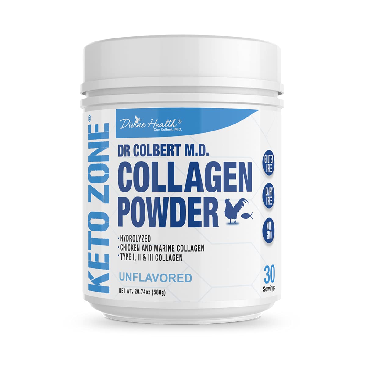 Book Cover Dr. Colbert's Keto Zone Collagen Powder | 588g | 30 Day Supply |