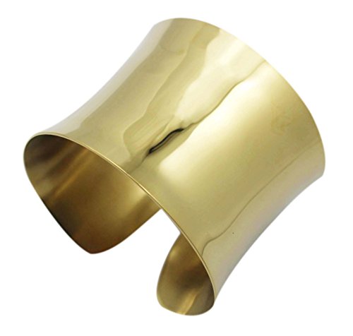 COUYA Silver Wide Grooved Cuff Bangle for Women Girls Stainless Steel Shiny Punk Bracelet