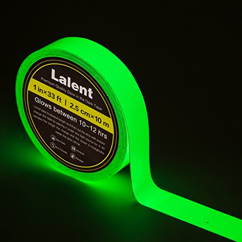 Glow in The Dark Tape Sticker - 33' Length x 1" Width - Green Luminous Duct Tape High Luminance for 10 Hours, Photoluminescent, Removable, Waterproof