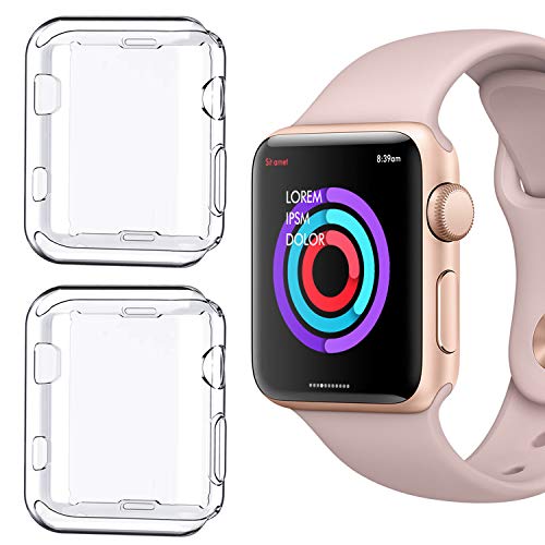 [2 Pack] Compatible for Apple Watch Series 1 42mm Case, iMieet Soft TPU Screen Protector All-Around Protective 0.3mm HD Clear Ultra-Thin Cover Case for Apple Watch 42mm Series1