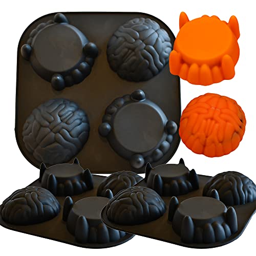 3 Pack Brain Ice Cube Chocolate Soap Tray Mold Silicone Party maker (Ships From USA)