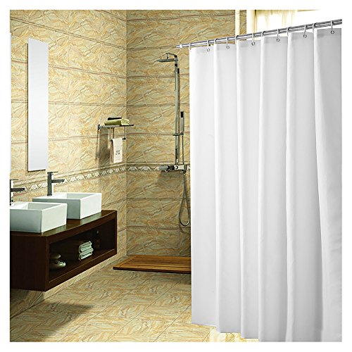 Book Cover Yuunity Mildew Resistant Polyester Fabric Shower Curtain with Hooks Waterproof Non-Toxic Eco-Friendly Washable Formaldehyde-free, 72x80-White