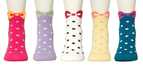 Maiwa Girls Cotton Bow Pattern Slight Seam Novelty socks for girls,Toddlers, kids 5 pack