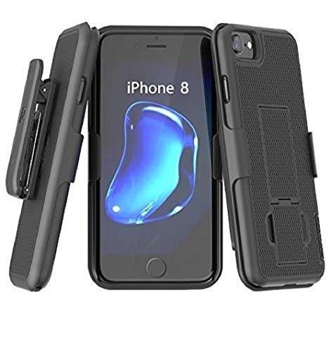 Encased iPhone 8 / iPhone SE Belt Clip Case | Slim Fit Holster Shell Combo with Kickstand (iPhone 7/8, SE 2020 / SE 3rd Gen 2022) Black