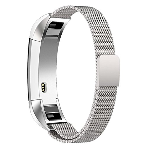For Fitbit Alta Replacement Bands,HP95(TM) Magnetic Loop Stainless Steel Smart Watch Band For Fitbit Alta HR (Silver)