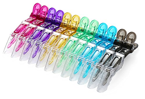 Onedor 12 pcs Transparent Professional Hair Stylist Hair Clips. Salon Alligator Croc Hair Clips for DIY Sectioning, Haircuts, and Styling. Easy to Use, Unisex.