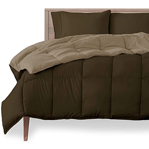 Book Cover Bare Home Twin/Twin Extra Long Comforter - Reversible Colors - Goose Down Alternative - Ultra-Soft - Premium 1800 Series - All Season Warmth - Bedding Comforter (Twin/Twin XL, Cocoa/Taupe)