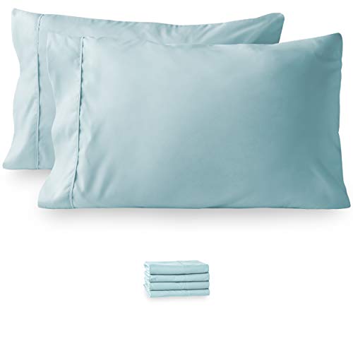 Book Cover Bare Home Microfiber Bulk Pillow Cases - Standard/Queen Size Set of 4 - Cooling Pillowcases - Double Brushed - Light Blue Pillowcases 4 Pack - Easy Care (Standard - 4 Pack, Light Blue)