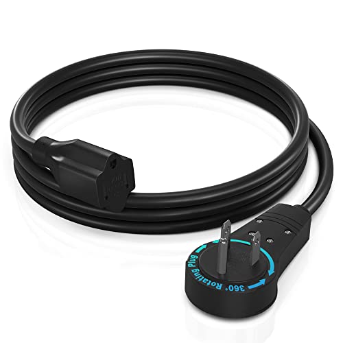Maximm Cable 3 Feet 360Â° Rotating Flat Plug Extension Cord / Wire, 3 Prong Grounded Wire 16 Awg Power Cord - Black