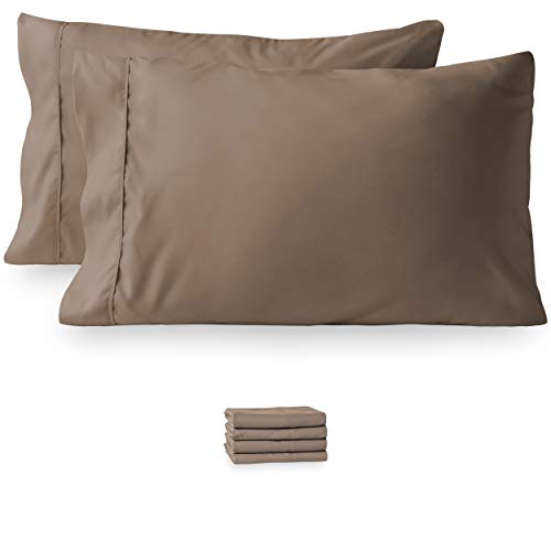 Book Cover Bare Home Microfiber Bulk Pillow Cases - King Set of 4 - Cooling Pillowcases - Double Brushed - Taupe Pillowcases 4 Pack - Easy Care (King - 4 Pack, Taupe)