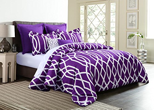 Book Cover Empire Home Anbu Modern 7 Piece Comforter Set - NEW ARRIVAL (King Size, Purple)