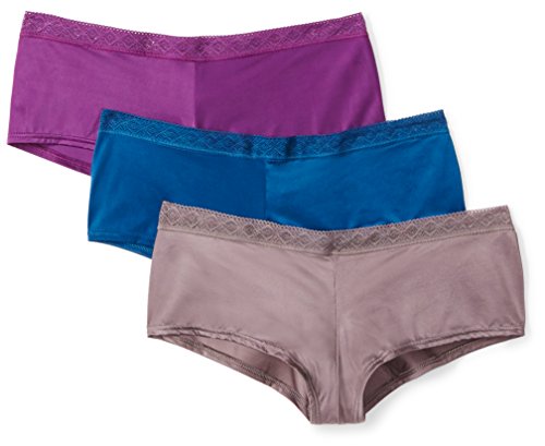 Amazon Brand - Mae Women's Soft Microfiber Cheeky Underwear with Lace, 3 Pack