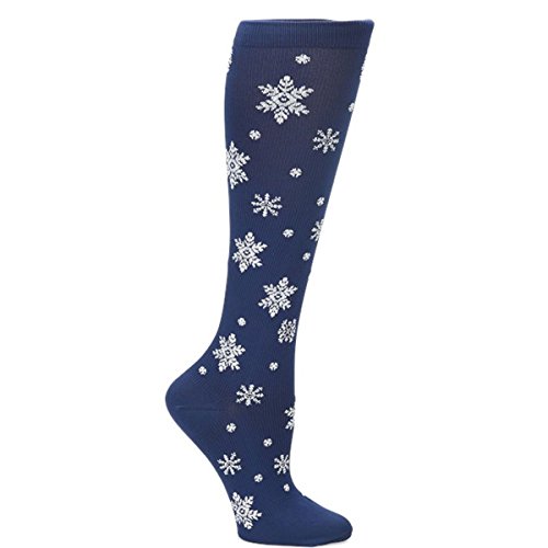 Nurse Mates Graduated Compression 12-14 mmHg Sparkle Snowflake Socks