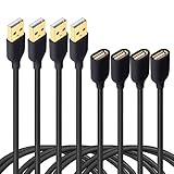 Besgoods USB Extension Cable, 4-Pack 6ft/2m USB 2.0 Extension Cable A Male to A Female Extender Cord for Keyboard,Mouse,Printer-Black