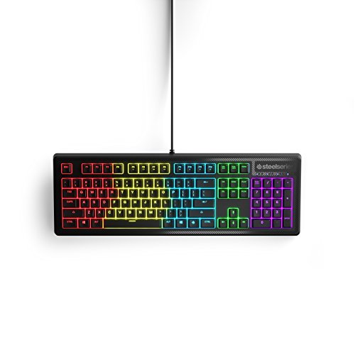 SteelSeries Apex 150 RGB Gaming Keyboard - Tactile & Silent - RGB LED Backlit Keys - Splash Resistant - Media Controls, Black
