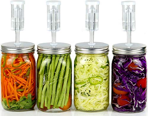 Book Cover Fermentation Kit for Wide Mouth Jars - 4 Airlocks, 4 Silicone Grommets, 4 Stainless Steel Wide mouth Mason Jar Fermenting Lids with Silicone Rings (4 Set, Jars Not Included)
