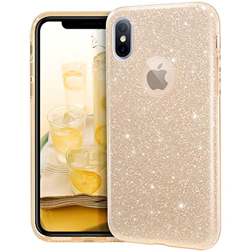 MATEPROX iPhone Xs case,iPhone X Glitter Bling Sparkle Cute Girls Women Protective Case for iPhone Xs/X 5.8"-Gold