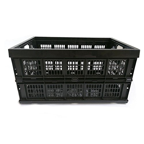 POOLWHALE 45 Liter Collapsible Storage Bin/Container: Grated Wall Utility Basket/Tote,Black
