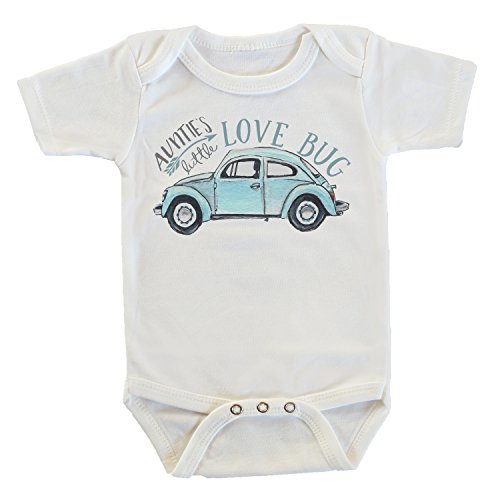 Book Cover Witty and Bitty Auntie's Little Lovebug Onesie/Bodysuit, Gifts from Aunt, Funny Onesie (0-3 Months) White