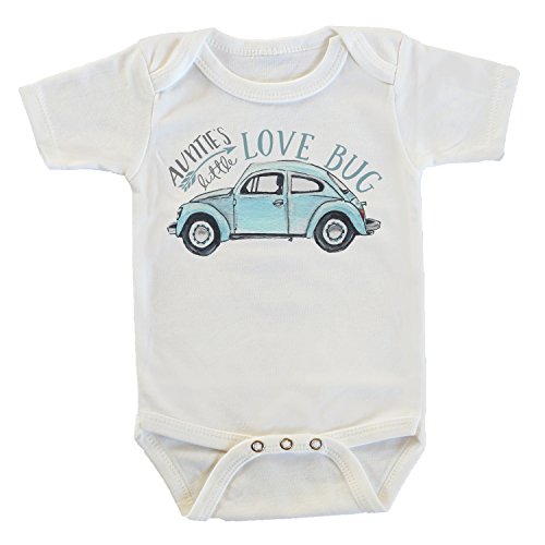 Witty and Bitty Auntie's Little Lovebug Onesie/Bodysuit, Gifts from Aunt, Funny Onesie (0-3 Months) White