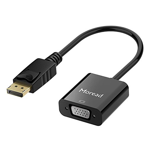 Book Cover Moread DisplayPort (DP) to VGA Adapter, Gold-Plated Display Port to VGA Adapter (Male to Female) Compatible with Computer, Desktop, Laptop, PC, Monitor, Projector, HDTV - Black