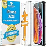 Power Theory iPhone X/iPhone XS Glass Screen Protector [2-Pack] with Easy Install Kit [Premium Tempered Glass]