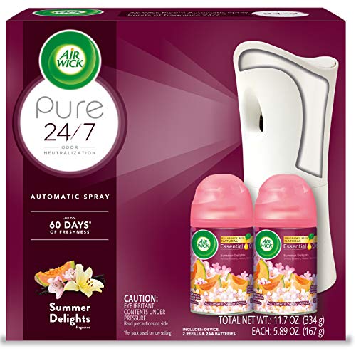 Air Wick Pure Freshmatic Automatic Spray Starter Kit, (Gadget + 2 Refills), Summer Delights, Air Freshener, Essential Oil, Odor Neutralization, Packaging May Vary
