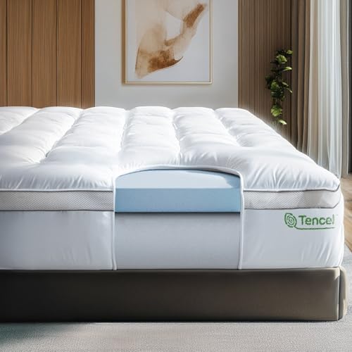 ViscoSoft 4 Inch Pillow Top Gel Memory Foam Mattress Topper Twin XL | Serene Dual Layer Mattress Pad