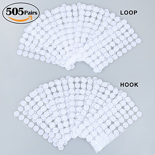 Hook & Loop Sticky Dots 505 Pairs (1,010pcs) - 3/4" Diameter Double Sided Self Adhesive Dots Coins