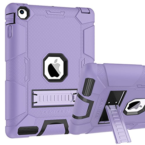 BENTOBEN Compatible with iPad 2 Case, iPad 4 Case, iPad 3 Case (Old Model), 3 in 1 Kickstand Soft&Hard Protective Shockproof Drop Resistant Anti-Slip Case for Apple iPad 2/3/4 9.7", Purple/Black