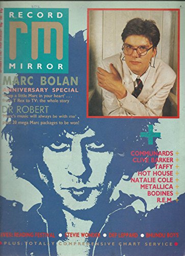 Record Mirror (September 12, 1987) Marc Bolan, Communards, Clive Barker, Taffy, Hot House, Natalie Cole, Metallica, Bodines, R.E.M.