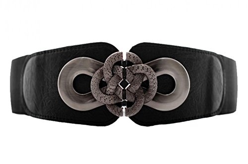 Vintage Wide Mental Interlock Buckle Womens Elastic Waist Belt Cinch
