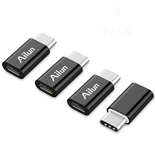 Ailun Type C Adapter Micro USB to USB C Adapter 4 Pack Data Sync Charging for MacBook ChromeBook Pixel More Type C Cable Supported Devices Black