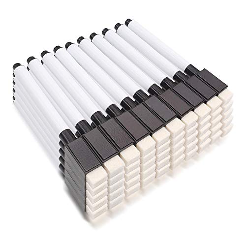 RETON Rewritable Magnetic Dry Wipe White Board Markers Pens With Eraser Cap (50pc(black))