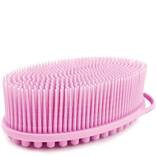 Book Cover Avilana Exfoliating Silicone Body Scrubber Easy to Clean, Lathers Well, Long Lasting, And More Hygienic Than Traditional Loofah (Pink)