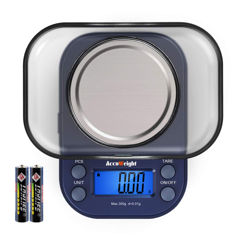 Book Cover AccuWeight Digital Gram Scale for Weed with 300g/0.01g Limit Small Pocket Coffee Scale with High Accuracy, School Powder Jewelry Scale with Tare and Calibration for Kitchen Food Scale 300g*0.01g