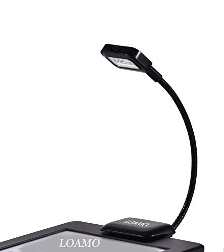 Book Cover LOAMO Book Light Clip-On LED Reading Light Flexible Neck with 2 Levels of Lumen Intensity for Nook, eBook Readers, Tablet, Book, Textbook and More