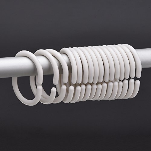 36 Pack Shower Curtain Rings Curtain C Rings Hook Hanger Bath Drape Loop Clip Glide (White)