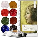 Portrait Palette by ZenART - Old Masters' colors - Professional Oil Paint Set - 8 x Large 1.7 fl Oz (50ml) Tubes - Non-Toxic, Highly Pigmented, Creamy, Lightfast Oil Paints for Eco-Conscious Artists
