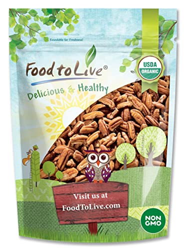 Organic Pecan Pieces, 12 Ounces – Raw, Chopped Pecans, Non-GMO, Unsalted, Unroasted, Kosher, Shelled, Kosher, Vegan, Sirtfood, Bulk. Keto-Friendly. Good Source of Iron, and Calcium. Best for Baking.
