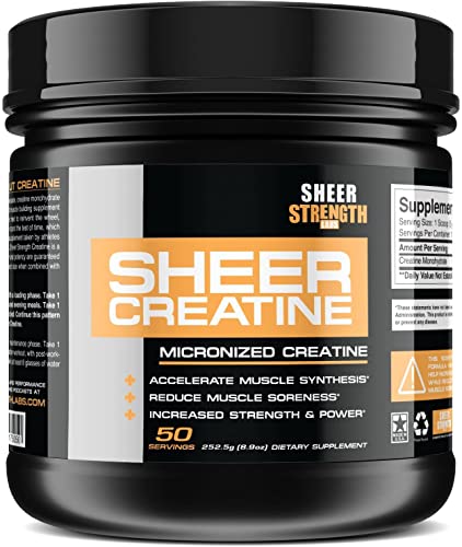 250g Micronized Creatine Monohydrate Powder - Muscle Builder Supplement - Non-GMO - Packaging May Vary. - Sheer Strength Labs