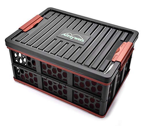 AWEHIRU Alezywels Collapsible Car Trunk Organizer and Storage Box, Perfect for SUV, Auto, Vehicle, Family Vans, Travel and Camp (Black)