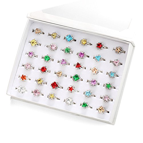PinkSheep Jewel Rings for Kids, Adjustable, No duplication, Girl Pretend Play and Dress Up Rings