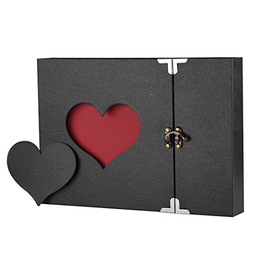 Scrapbook Firbon Handmade DIY Family Photo Albums Couples Memory Book Black Page Scrap Book for Anniversary, Christmas, Valentine's Day, Birthday (Black)