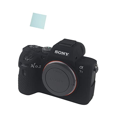 No.2 Warehouse Soft Silicone Armor Skin Rubber Protective Camera Case Compatible with Sony Alpha A7ii A7R2 A7Rii A7sii Camera (Black)+ a Piece of Clean Cloth